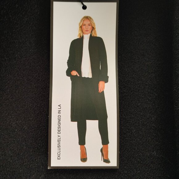 Max Sport Sweater Coat Jacket Duster with faux fur - Size Small - Color black. - Picture 2 of 8